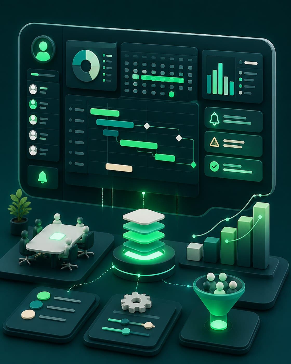 Ilustración de la etapa: Una plataforma diseñada para el equipo